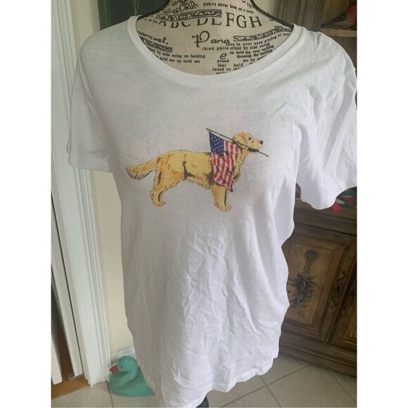 J Crew Dog with American Flag Graphic Tee - Picture 2 of 7